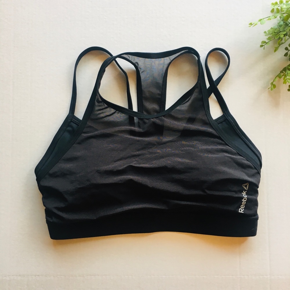 Reebook, black, size large, sports bra with mesh